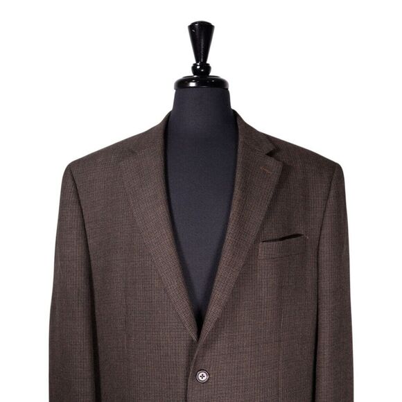 Chaps Ralph Lauren Mens Blazer Dark Brown Check 100% Wool Jacket Sport Coat 44R - Picture 5 of 9